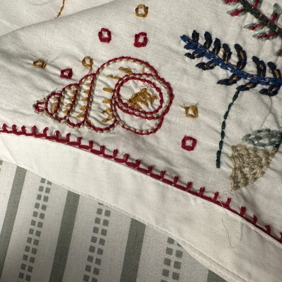 White Cotton Blouse w/ Colorful Embroidery - Picture 4 of 9